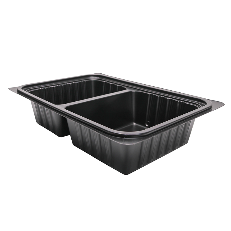 BOPS盖黑色方形两格快餐盒